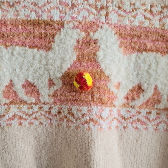 Anthropologie Alpaca Llama Pink Fair Isle Sweater XS - Picture 3 of 7